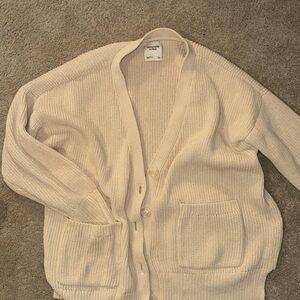 Abercrombie & Fitch Cream Cardigan Sweater